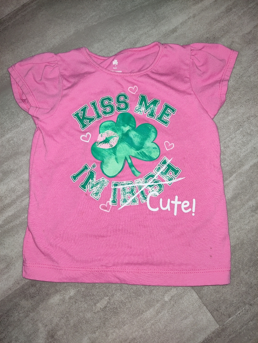 Toddler Girl St Patrick’s Day Shirt 24M Pink Shamrock Tee Play Condition